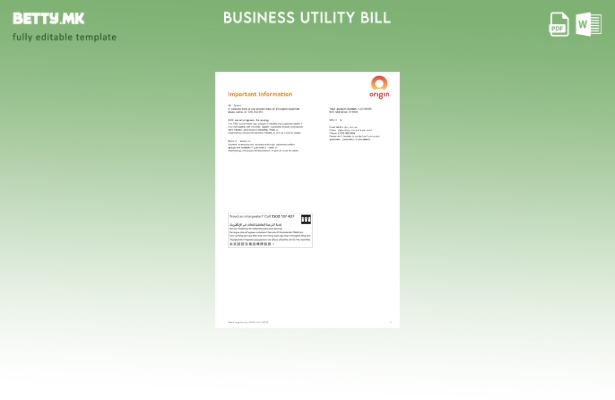 модерен стил Деловна сметка за комунални услуги на потекло, шаблон на страница 1